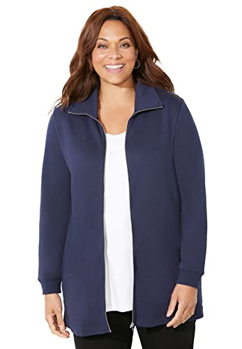 Catherines Women's Plus Size Quilted Knit Jacket - 2X, Navy