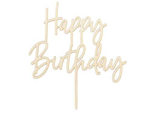 Cake Topper Happy Birthday Holz 16,5cm Tortendeko Kuchendeko Cupcake Kuchen Torten Geburtstag Party