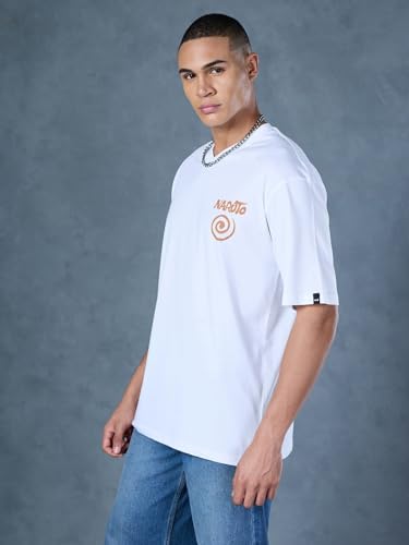 Image of Bewakoof Anime Men's Cotton Printed Oversized Fit Half Sleeve T-Shirt | Casual Wear | Street Wear | Oversized t Shirt for Men Cotton | Baggy