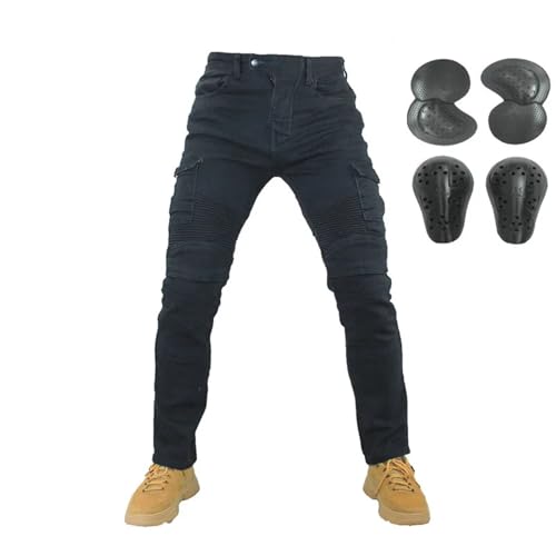 FJOADNVM Vaqueros Moto Pantalones Vaqueros de Motocicleta Hombre Versión(Grey with Gear B,S)