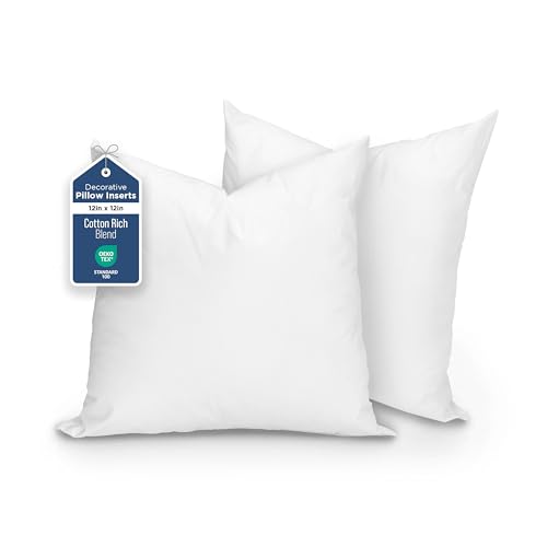 Martex Decorative Throw Pillow Inserts White 12 x 12 Pack of 2