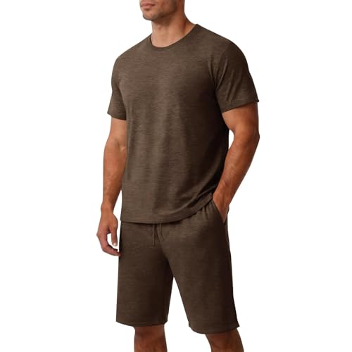 Ensemble t-shirt et short homme en polyester imprimé coupe ajustée