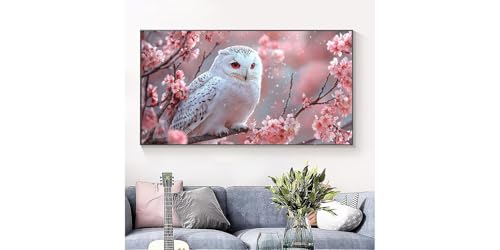 5D Diamond Painting Fleurs de cerisier Owl Broderie Diamant Complète Ronde 60x120cm - 3