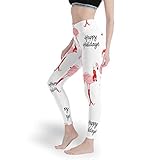 Christmas Animal Flamingo High Waist Print Womens Leggings Seamless Yoga Pants Pilates Pants for Fitness White l