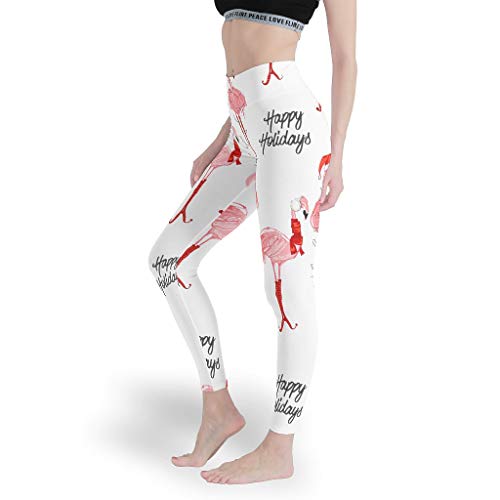 Christmas Animal Flamingo Basic Patterned Girls Leggings High Waist Yoga Pants Fashion Printed for Yoga White XL