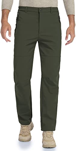 Sposulei Men's Winter Snow Ski Waterproof Fleece Lined Pants Insulated Softshell Pants With Zipper Pockets #TOP1