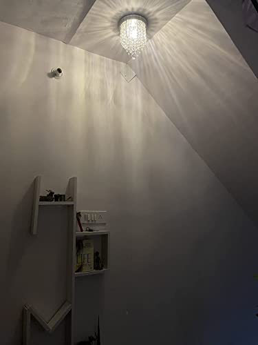 Image of GA Crystal Glass Chandelier /Ceiling Light with 1 Led Light for Living Room, Restaurants, Hotels (Width: 9 inch) - 1 Led Light Color: Warm White 2 Watts, Pencil