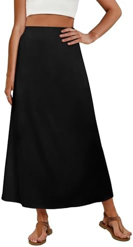 OFEEFAN Womens Maxi Long Skirts with Pockets Stretchy Spring Summ...