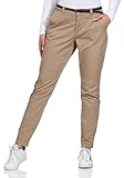 VERO MODA Damen Chino Hose VMFlame Straight Damenhose mit Gürtel 10192936 Silver Mink S/30