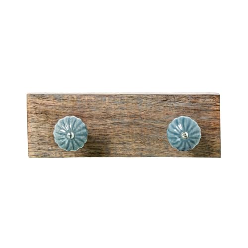 DRW Perchero de Pared de Madera con 2 Ganchos