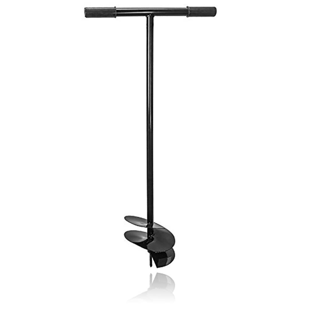 AGROHIT Erdbohrer Ø 250 mm, Handbohrer für Garten, Gartenbohrer aus Stahl, Handgriffe mit Gummi, Bequem & Stabil, Spiralbohrer, Pflanzenbohrer mit Gesamtlänge von 105 cm