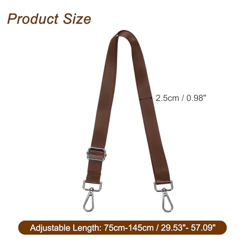 Image of uxcell Wide Shoulder Strap, 2.5cm Adjustable Purse Strap Replacement Crossbody Strap for Shoulder Bag Handbag, Dark Brown, Black Pull Core Buckle