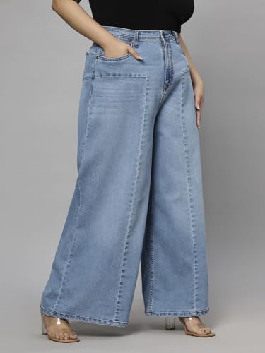 Image of TURNING BLUE Extra Wide High Rise Stretchable Plus Size Jeans for Women