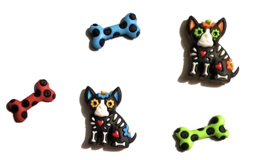 Day of the Dead Dogs Buttons by Dress it Up Buttons and Embellishments - 5 Pieces