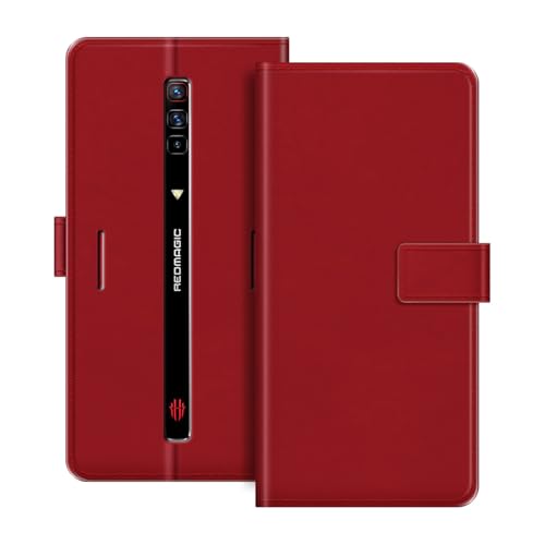 ESACMOT ���U�[�E�H���b�g�P�[�X ZTE Nubia Red Magic 6S �Ƃ̌݊������� �J�[�h�z���_�[���X�^���h�t���蒠�^�P�[�X�A�}�O�l�b�g���J�A�ϏՌ��t�H���I�A�J���t���ȃf�U�C�� (��)