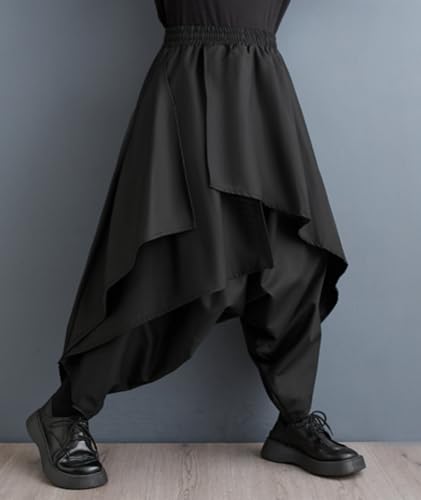 ellazhu Women's Drop Crotch Harem Skirt Pants Baggy Elastic Waist Irregular Trousers GZ29 A4
