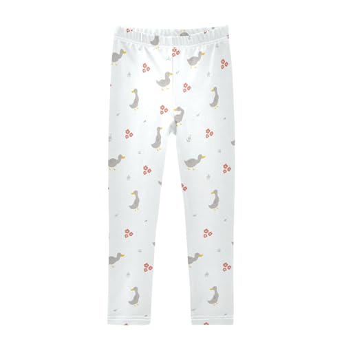 Cute Duck Girls Leggings,Workout Leggings for Girls Toddler Athletic Leggings Size for 3-10T