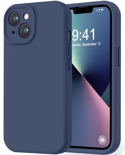 Image of LOVE 3000 Designed for iPhone 13 Case, Premium Silicone with [Camera Protection] [Soft Anti-Scratch Microfiber Lining] Shockproof Protective Phone Case for iPhone 13 Women Men Girls 6.1 inch, Navy Blue