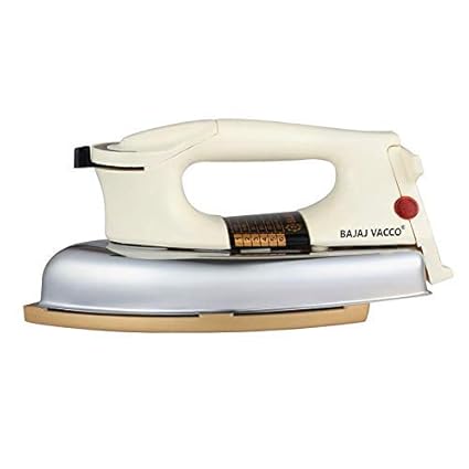 BAJAJ VACCO Skipper 02 New Medium Weight 750-Watt Dry Iron with Advance Soleplate ISI Certified (Golden, Medium)