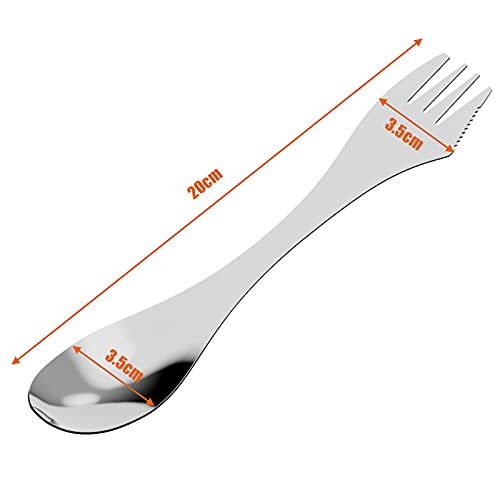 Vdealen Stainless Steel Spork's Extremely Strong Set, Fork & Knife Combo Utensil for Camping, 3-Pack, Curve with Serrated Edge On Fork - Image 2