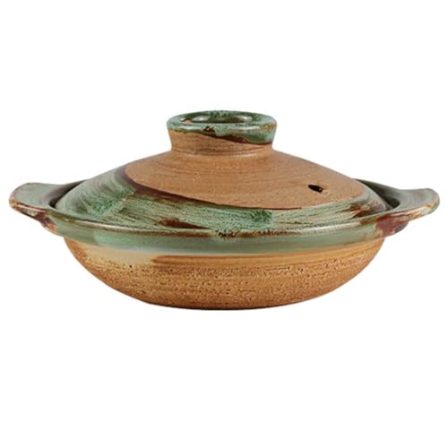 Veemoon Terracotta Clay Casserole, Cooking Clay Pot with Lid Pottery Hot Pot Ceramic Casserole Stewing Pan Cookware for Home Restaurants Terracotta Cooking Tool