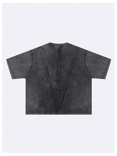 GORGLITTER Men's Y2k Ovesized Cropped T Shirts Short Sleeve Gym Drop Shoulder Crewneck Washed Tops2