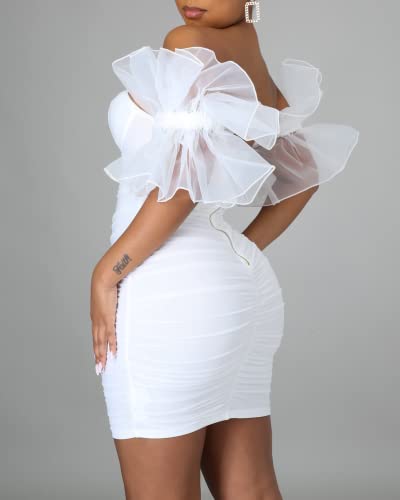 Image of hibshaby Women Sexy Bodycon Dress Puff Sleeve Cocktail Evening Party Elegant Mini Dresses
