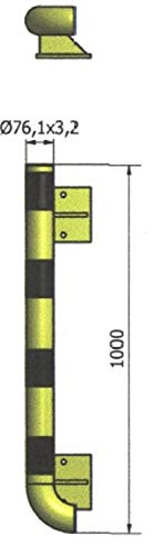 Crash Stop 80-1000WLA Stahl Verzinkt Wandschutz mit Ecken 90° Links Außen, Gelb/Schwarz, 76mm Durchmesser, 1000mm Länge
