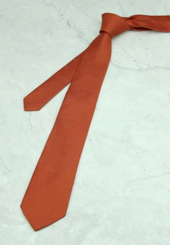 Image of Mens Solid Linen Ties - Slim Pattern Necktie for Men Wedding Groomsmen