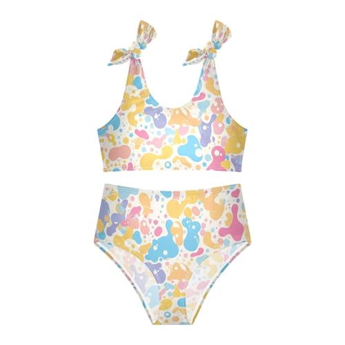 Hand Drawing Camouflage Wavy Girl Two Piecing Kids Bikini Set Quick-Dry Swimsuit Swimming Suits Adjustable Shoulder Strap3