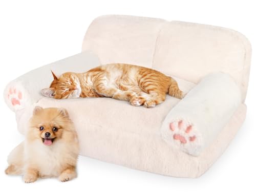 CHENOVE Pet Couch Bed for Cat & Dog, Fluffy Cat Beds for Indoor Scratching Lounge with Removable Washable Cover, Non-Slip Bottom & Soft Surface, Design for Small Dogs & Cats Up to 25 lbs