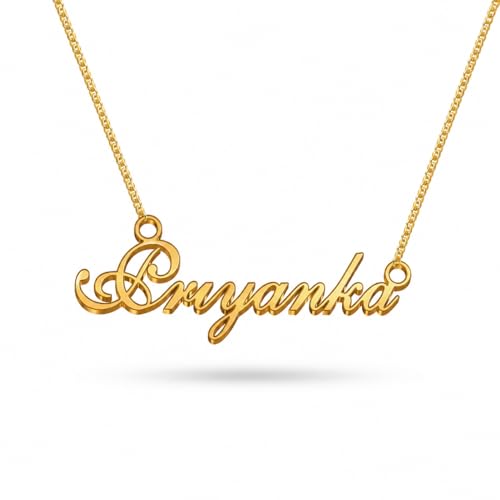 Image of Priyanka Cursive Gold & Silver Name Pendant Necklace, Best Jewelry Gift for Girls.