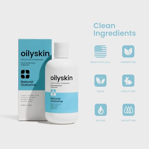 natural outcome Oily Skin Cleanser | Oil Control Daily Face Wash | Pore Hydrating Non-Greasy Cleansing Gel with Purifying Citrus Extracts for Oily Skin Types | Sulfate & Cruelty Free | 8 oz