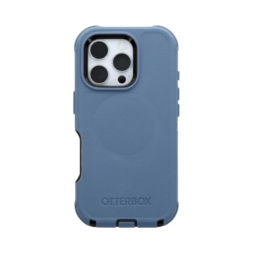Image of OtterBox iPhone 16 Pro (Only) Defender Series MagSafe Case - Stonewash (Blue & Black) - Built-in Magnets - Screenless - Rugged & Durable - with Port Protection