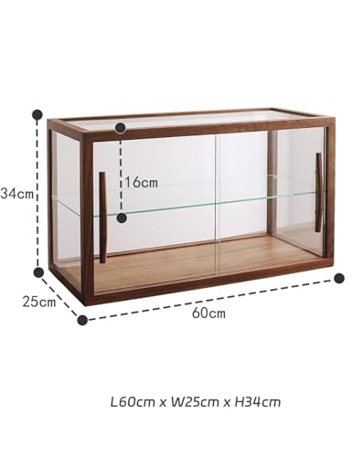 Vitrina de madera para panadería con encimera de vidrio transparente y 2 bandejas, ideal para exhibir pasteles y coleccionables