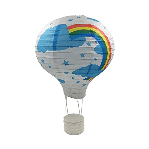 10/12/14/16inch Rainbow Hot Air Balloon Paper Lantern Lampshade Ceiling Christmas Wedding Party Bar Hanging DIY Decoration-White Rainbow,10inch 25cm