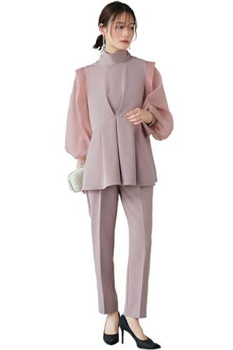 オーガンジースリーブタックフレアトップス＆スリムパンツ