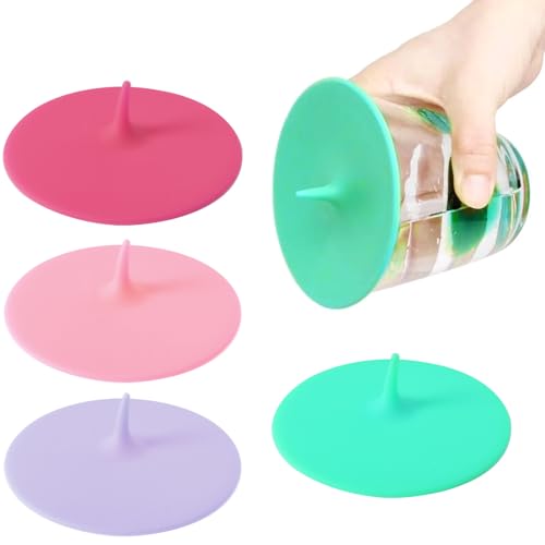 4 Piezas Tapa de Taza de Silicona, 10cm Cubierta Cristal Silicona, Tapa de Ollas Microondas Elásticas Set, Tapas de Silicona para Taza Reutilizables para Vasos de Cerveza, Taza