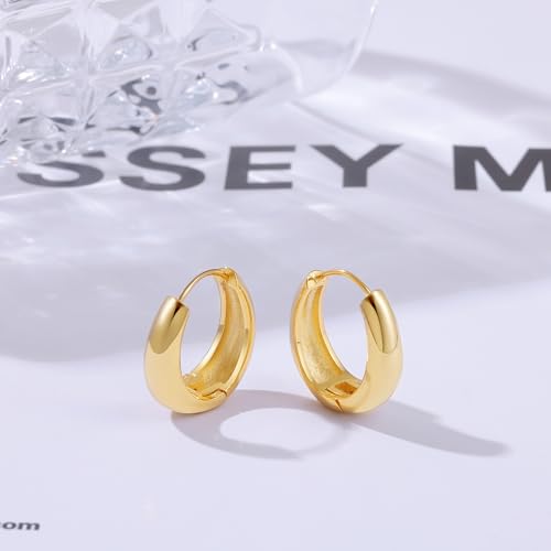 micuco Chunky Gold Hoop Earrings for Women - 18K Real Gold Plated Lightweight Hollow Hypoallergenic Earrings for Women4