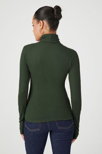 Image of Emmalise Womens Turtleneck Top Long Sleeves Fitted Ribbed Top