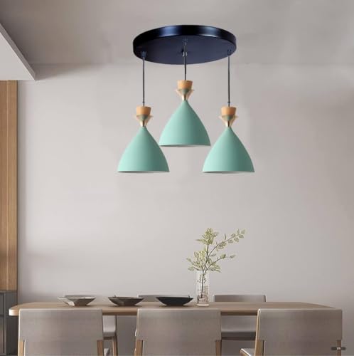 Image of Modern Aqua Blue Dome Hanging Pendant Light for Ceiling, Aluminium, Antique Decor, E-27 Holder, (Bulb is not Included) 3 Light Cluster Set