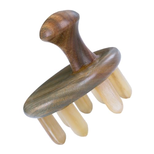 Didiseaon Horn Massage Comb Masseur Plugs Rattan Massage Comb for Hair Brush Natural Comb Facial Rust Scalp Headband Padded Heated Stool Paws Scratcher Green Sandalwood Light Brown
