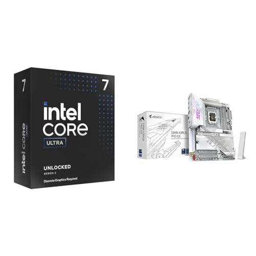 Image of Intel Ultra 7 Desktop Processor 265KF - 20 cores (8P+12E) & GIGABYTE Z890 AORUS PRO ICE Intel Core Ultra (Series 2) LGA 1851 Motherboard,ATX,DDR5,5X M.2,PCIe 5.0,Thunderbolt 4,WIFI7,5GbE LAN,EZ-Latch