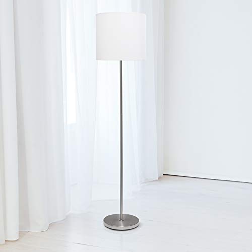 Simple Designs Lf2004-Wht Brushed Nickel Drum Shade Floor Lamp, White #TOP29