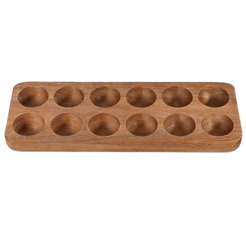 TOBBOMEY Bandeja de Huevos de Madera con Compartimentos para Organización y Almacenamiento Encimera Diseño Elegante y Superficie Pulida sin Astillas para Cocina y Decoración del Hogar