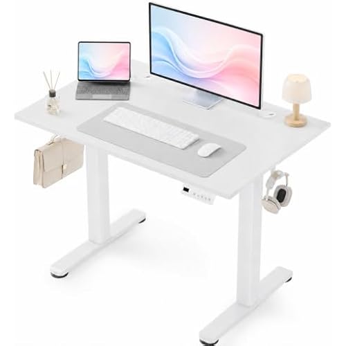 Claiks 40 x 24 Inch White Electric Standing Desk