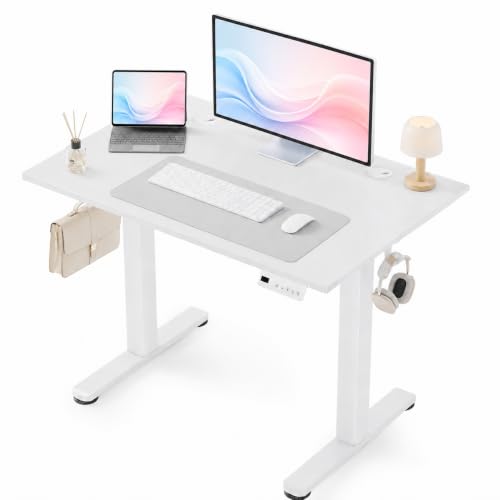Claiks 40 x 24 Inch White Electric Standing Desk