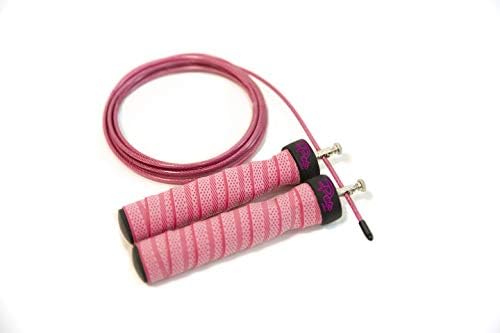 Weighted Jump Rope by Healthy Model Life - Adjustable Jump Rope Cable with Iron Weights and Carrying Bag - Ergonomic Non-Slip Handles - Perfect for Crossfit, Home Gym, Or Recreation (Pink)
