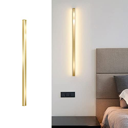 LYGXWJFC Lámparas de Pared Apliques Aplique de Pared Dorado Lámpara de Pared de Tira Larga Lámpara de Pared LED, Luces de cabecera Blancas cálidas de 3000 K Apliques lineales, Lámparas de Pared para