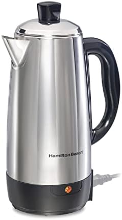 Hamilton Beach 12 Cup Electric Percolator Coffee Maker, Stainless Steel, Quick Brew, Easy Pour Spout (40616R)